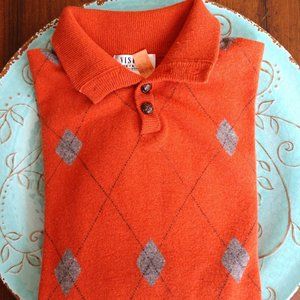 Visitor Poeta Moda Button-Neck Argyle Sweater (M)